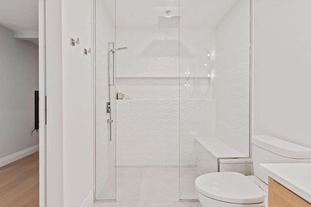 A small frameless shower