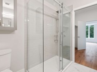 A frameless shower A frameless shower