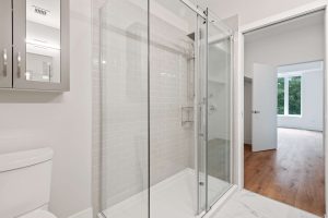 A frameless shower