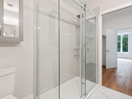 A frameless shower